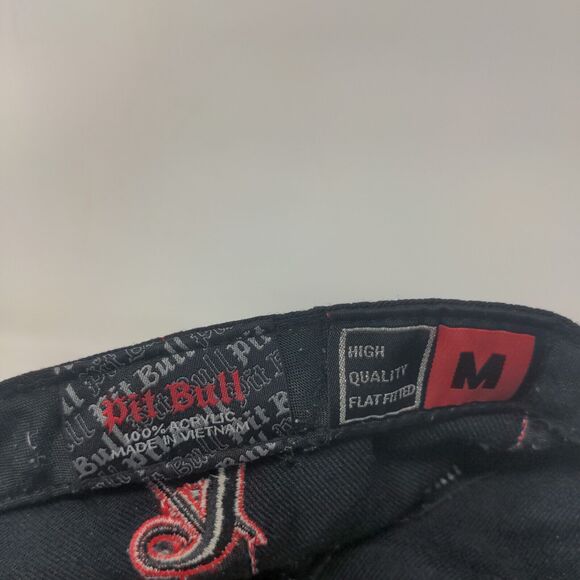 Pit Bull Men's Fitted Hat Blue Red Embroidered A Big Logo 100% Acrylic - Picture 7 of 7